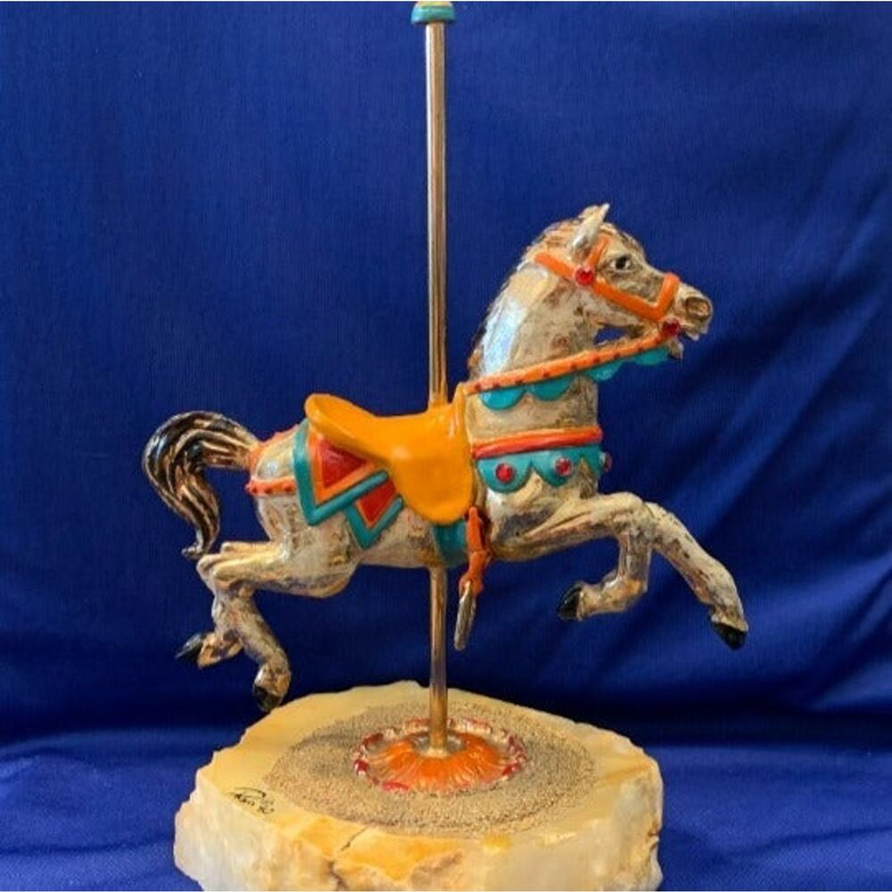 Ron Lee Marble Base Carousel Horse 1980 Signed